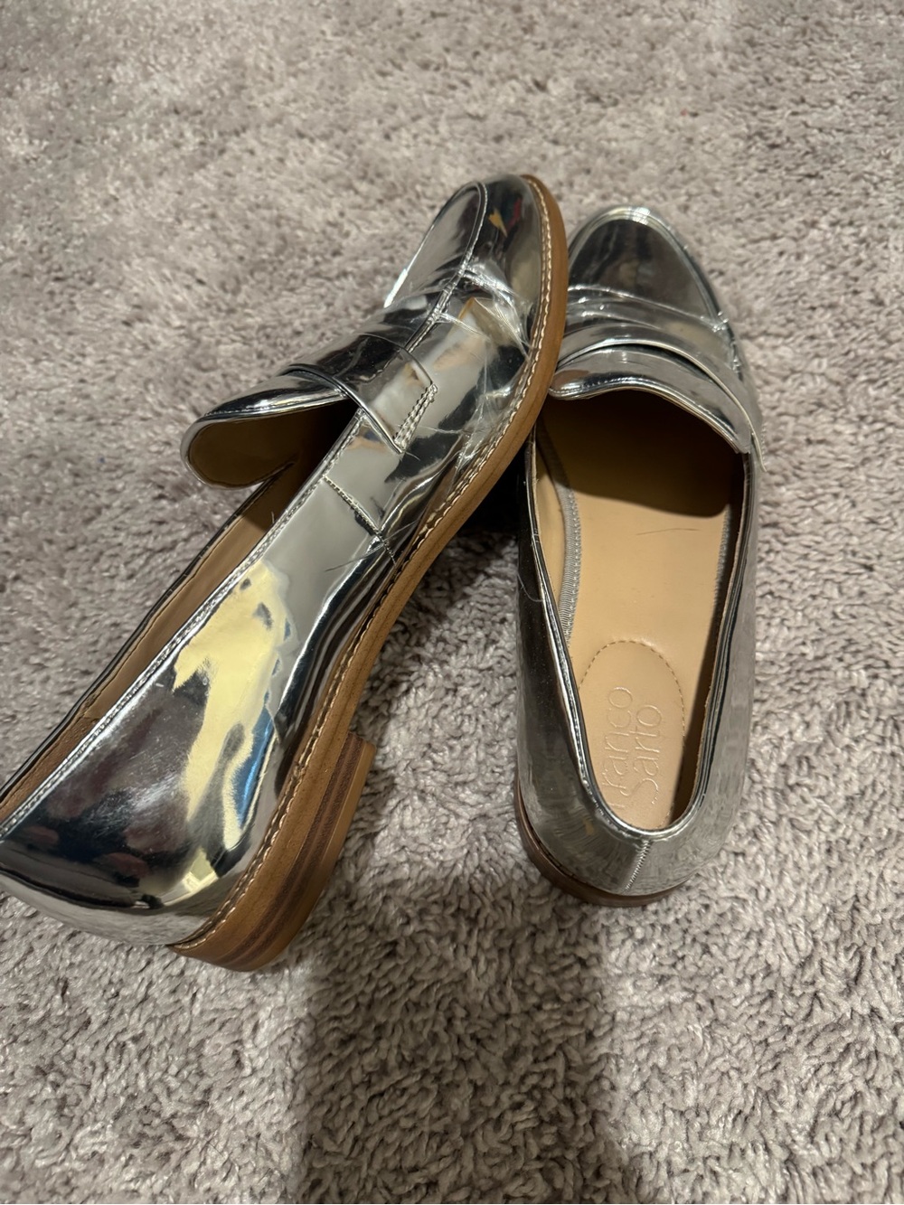 Franco Sarto Metallic Silver Penny Loafers